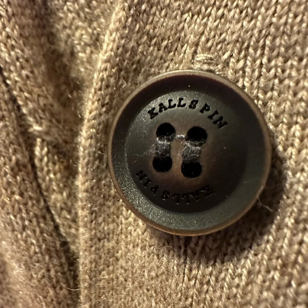 Grandpa Kallspin‎ Men’s cable knit 45% wool blend sweater Large Coffee tan